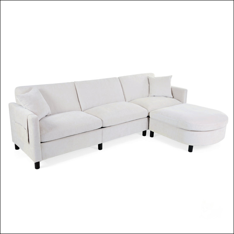 107.87'Sectional Sofa Couch With 1 Ottoman