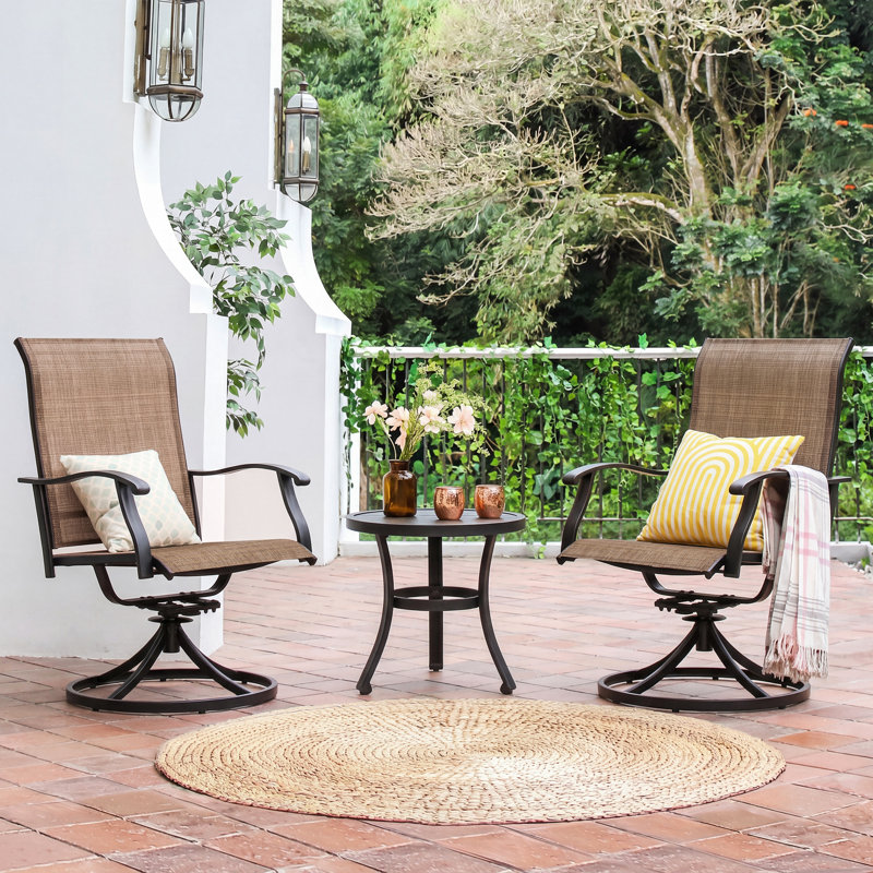 Outdoor 3-piece Bistro Set, PVC-coated polyester Fabric, Powder-coated Iron Frame