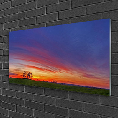 Nature Landscape Field Trees 1 Piece Wall Art on Glass