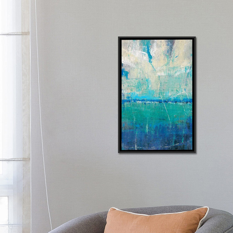 « blue mouvement ii », impression sur toile, Papier d'art encadré noir, H 32 po x l 24 po x P 1 po, Pas de tapis
