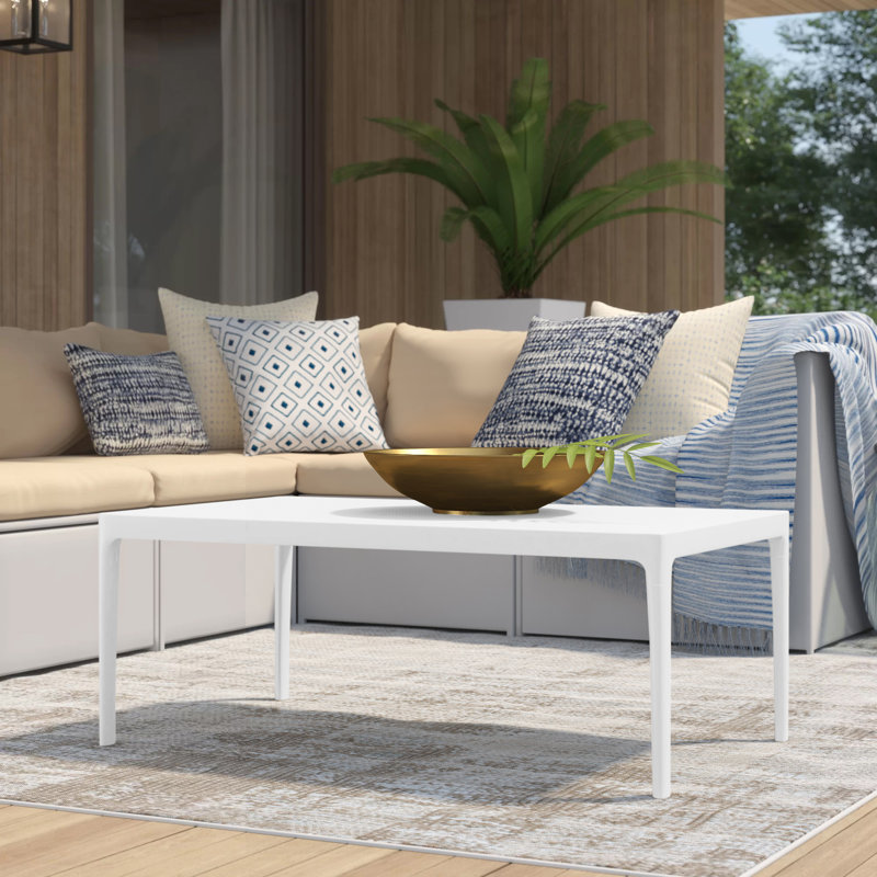 Table basse en plastique Farrah, Blanc, H 15,7 po x l 19,6 po x L 23,6 po