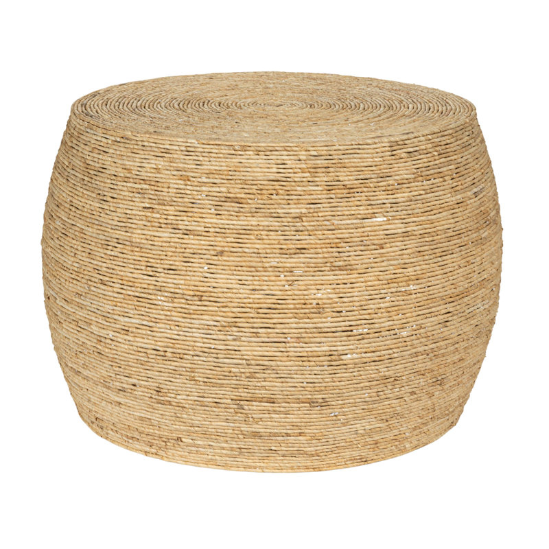 Marhill Round Handwoven Corn Rope Barrel Coffee Table, Natural