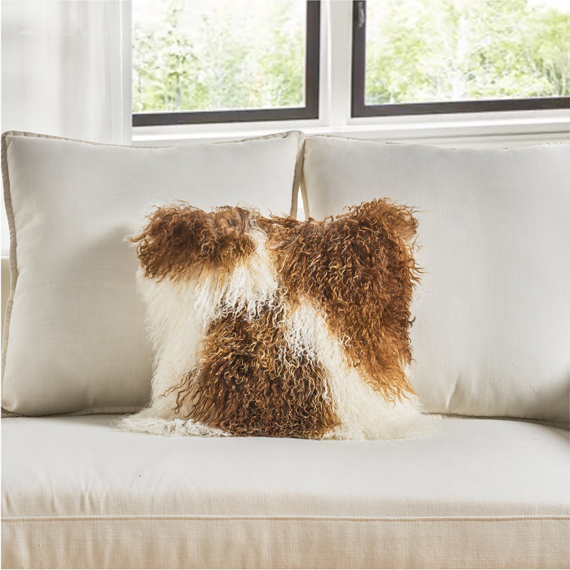Mongolian Square Pillow Cover & Insert, Feathers, 12"H x 18"W X 3'' D, Pink