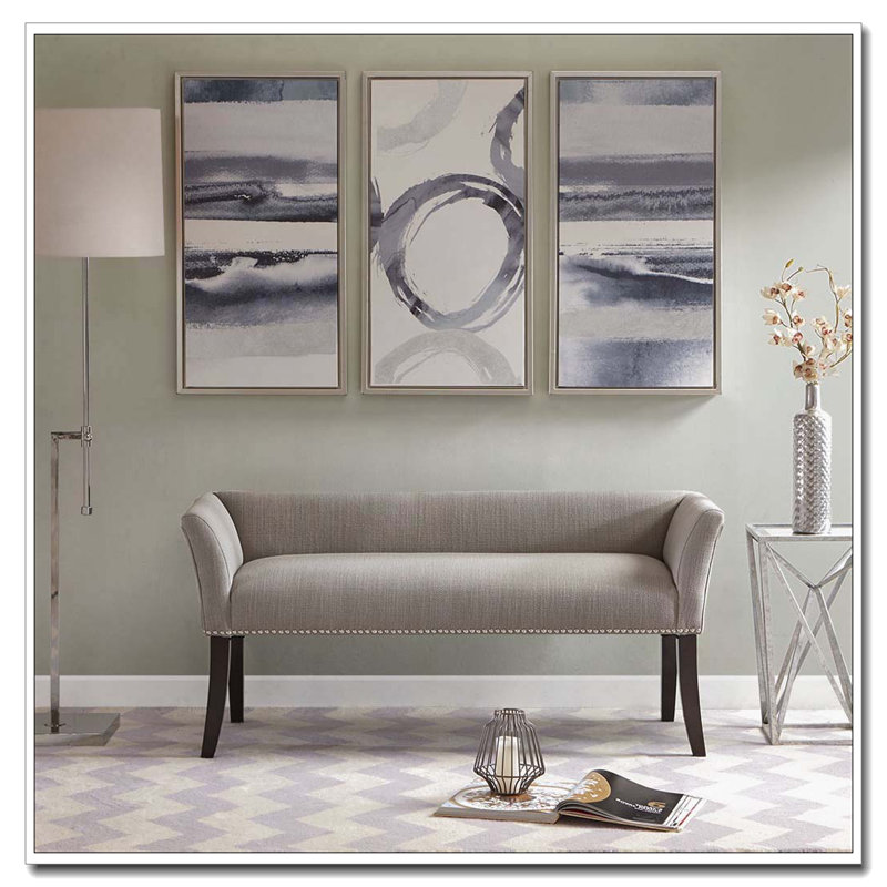 Upholstered Accent Bench, Gray