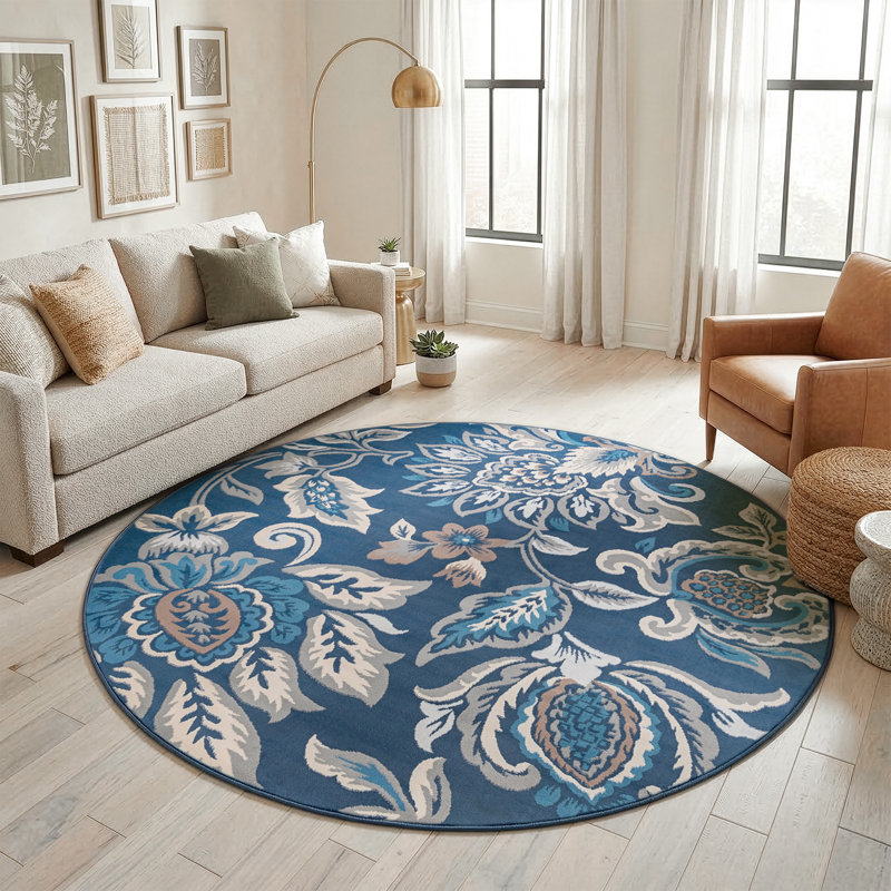 Tapis bleu foncé Adelbert, Rectangle 2 pi x 3 pi