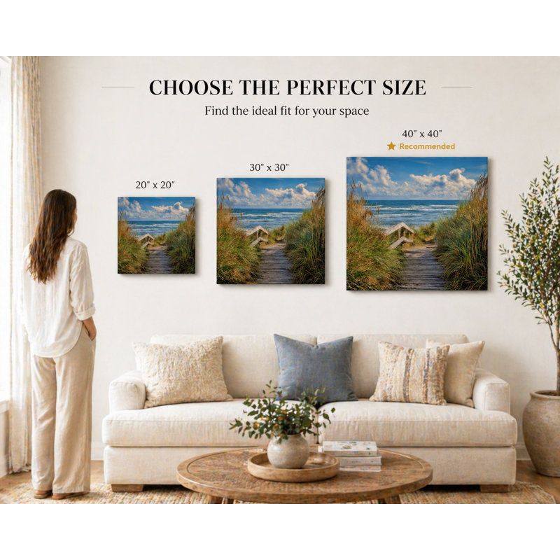 Boardwalk Breeze – Coastal Beach Pathway Canvas Wall Art, 30" H x 30" W