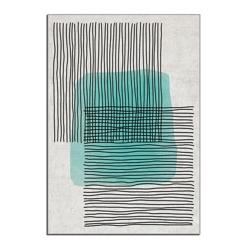 Tapis tissé antidérapant, 3,3 x 5,9 pieds, 100% polyester, hauteur des poils de 0,4 po | Tricot durable Raschel, envers en feutre, lavable à la machine | Impression élégante pour la décoration de salon et de chambre à coucher