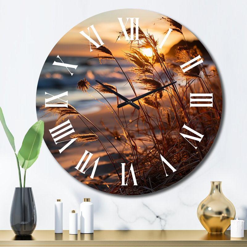 Horloge murale en métal Beach Breeze At Sunrise IV, Très grand