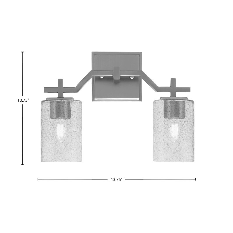 Bar pour salle de bain Headland illustré avec verre à bulles de fumée de 4 po, Deux lumières, Nickel