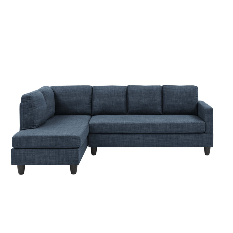 Renner 2 - Piece Upholstered Sectional, Blue Linen Blend