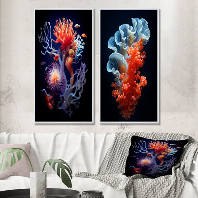 «Pruple coloré» et corail noir - ensemble de 2 reproductions d'art mural corail sous l'eau
