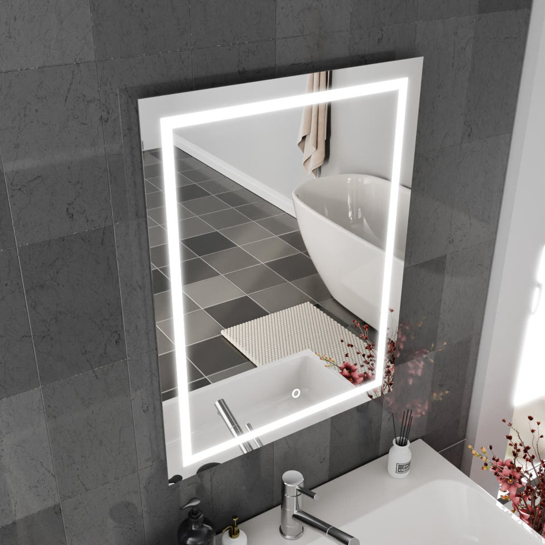 Rectangle LED Bathroom Mirror Fog Free Touch Sensor