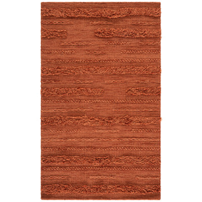Tapis rouille / orange en laine / coton tissé à plat à la main Hartzler