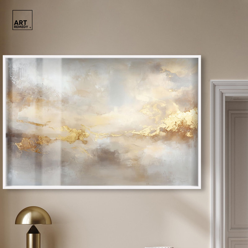 Décoration murale bohème Soft Shimmer III, impression bohème dorée par Art Remedy, cadre blanc, 54 x 36, H 37 po x l 55 po