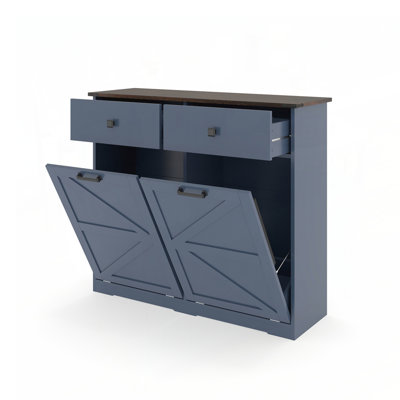 39.3''W Farmhouse Tilt Out Trash Can Cabinet W/Drawers,With Storage Basket For Kitchen -20 Gallon