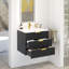 Armoire murale suspendue 24 po avec tiroir double, petit lavabo de salle de bain rectangulaire flottant avec trou de robinet simple et trop-plein, armoire avec lavabo en céramique-129184917