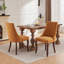 Rayon Cloth Flocking Linen Dining Chairs Channel Kitchen Dinner Chair Comfy Fabric Upholstered Accent Chair For Dining Room With Curved Solid Wood Legs,Set Of 2-121093584