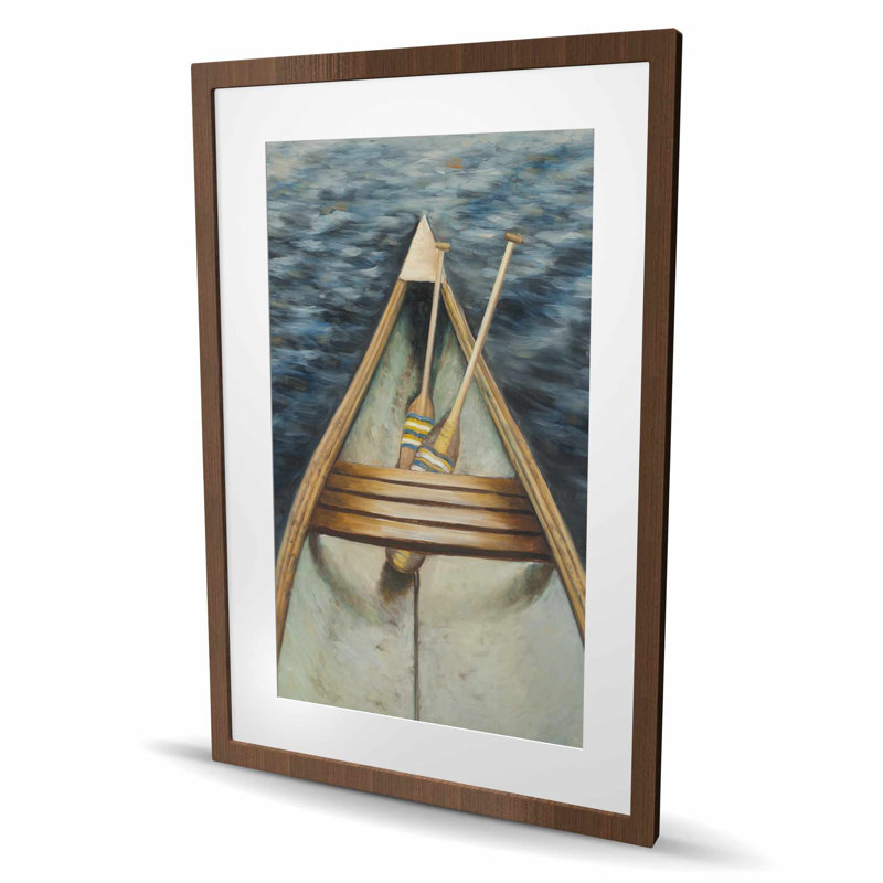 «Canoeing on the Lake - Living», reproduction encadrée avec passe-partout, Brun