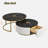 Round Nesting Coffee Table Fluted With Drawer In  & Gold In 27.6" Only The Table, No Chairs.-1218767744