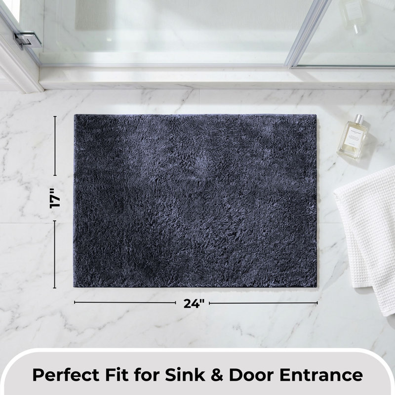 Better Trends Haven Collection 100% Polyester 2100 GSM Bath Rug, Non-Slip TPR Backing, 17" x 24" Soft, Absorbent & Quick Dry Rug for Bathroom, Shower, Tub, Vanity & Sink Area, Navy