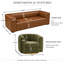 Ensemble de salon 2 pièces 4 places, canapé moderne en cuir 234 cm et fauteuil pivotant à 360° en velours olive pour le salon et la réception-1300478356-1304415516