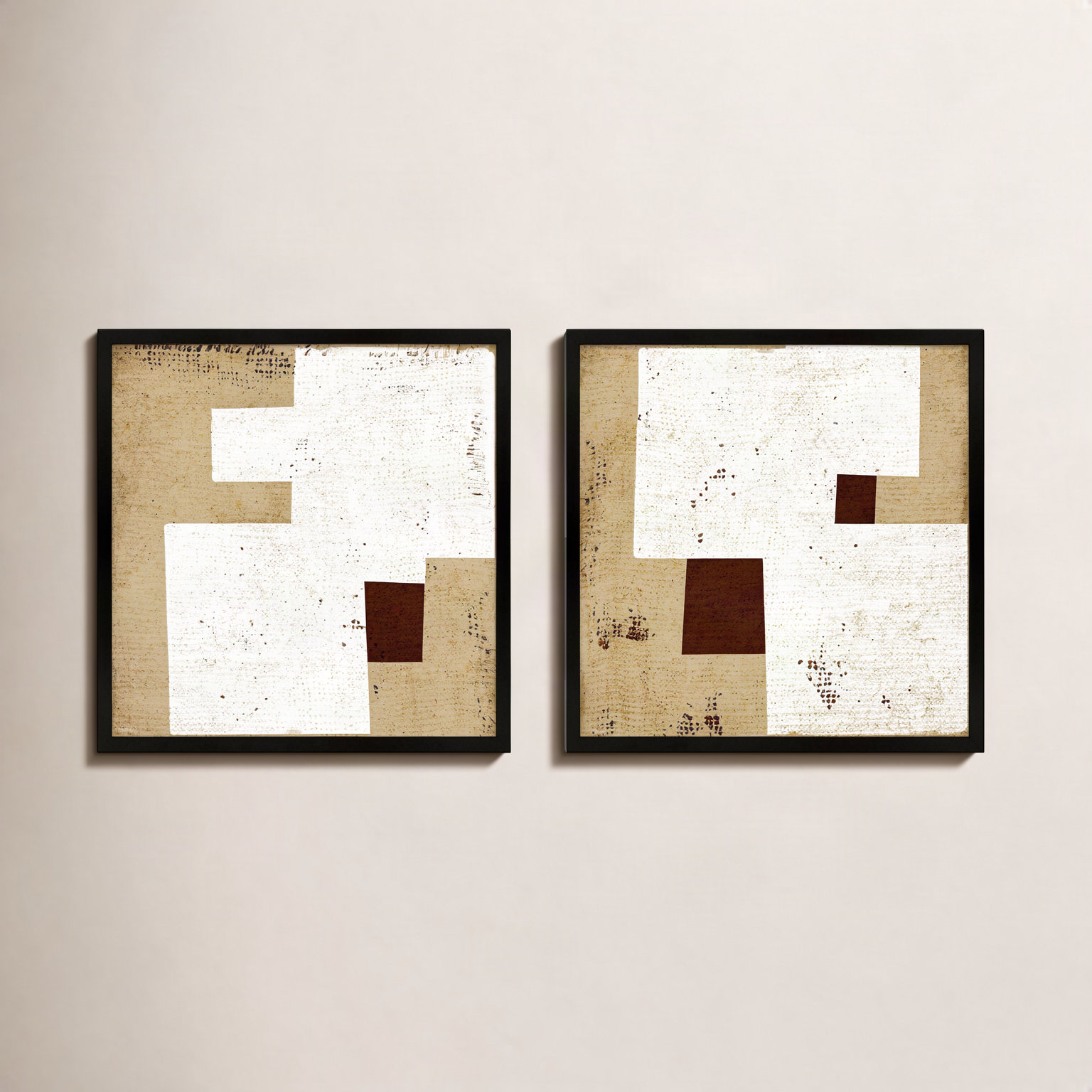 Squares 1 & 2, Set of 2 by Marco Marella for Studio M - Framed Wall Art, 30" H x 30" W, Paper, Maple