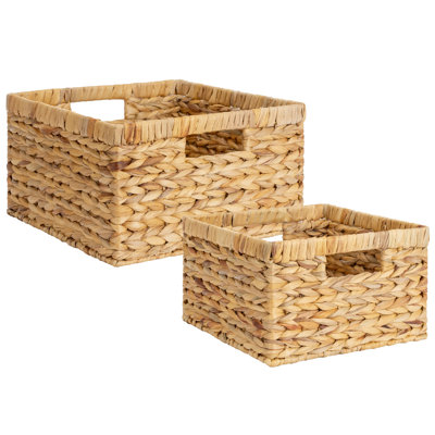 Water Hyacinth Wicker Storage Basket for Organizing, Decorative, Large and Small