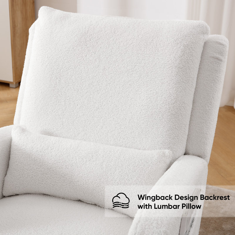 Rocking Chair with Supportive Lumbar Pillow, White