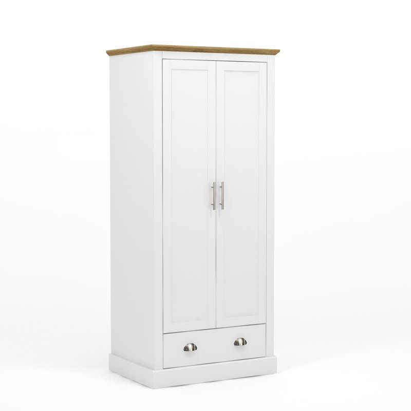 Sufy Octave 2 Door 1 Drawer Wardrobe, White
