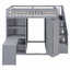 Structure de lit double pleine grandeur avec rangement pour garde-robe intégré, bureau et tablettes, gris-879331508