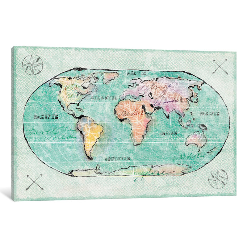 « shorelines mapped », impression sur toile tendue, H 8 po x l 12 po x P 0,75 po, Pas de tapis, Toile tendue
