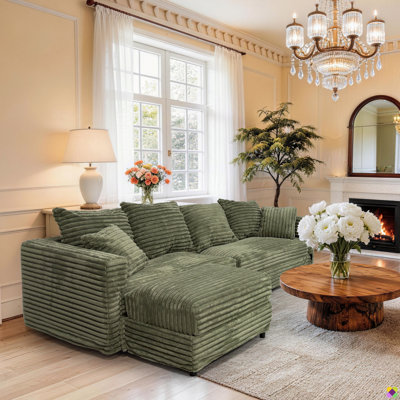 Gus 102.4"W 5 Seaters Convertible LAF RAF Corduroy Sectional, include1 Ottoman