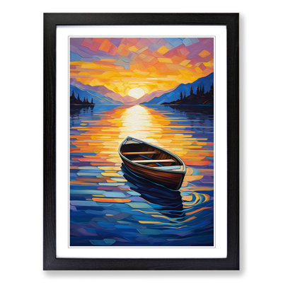 Boat on a Lake Expressionism - Framed Print