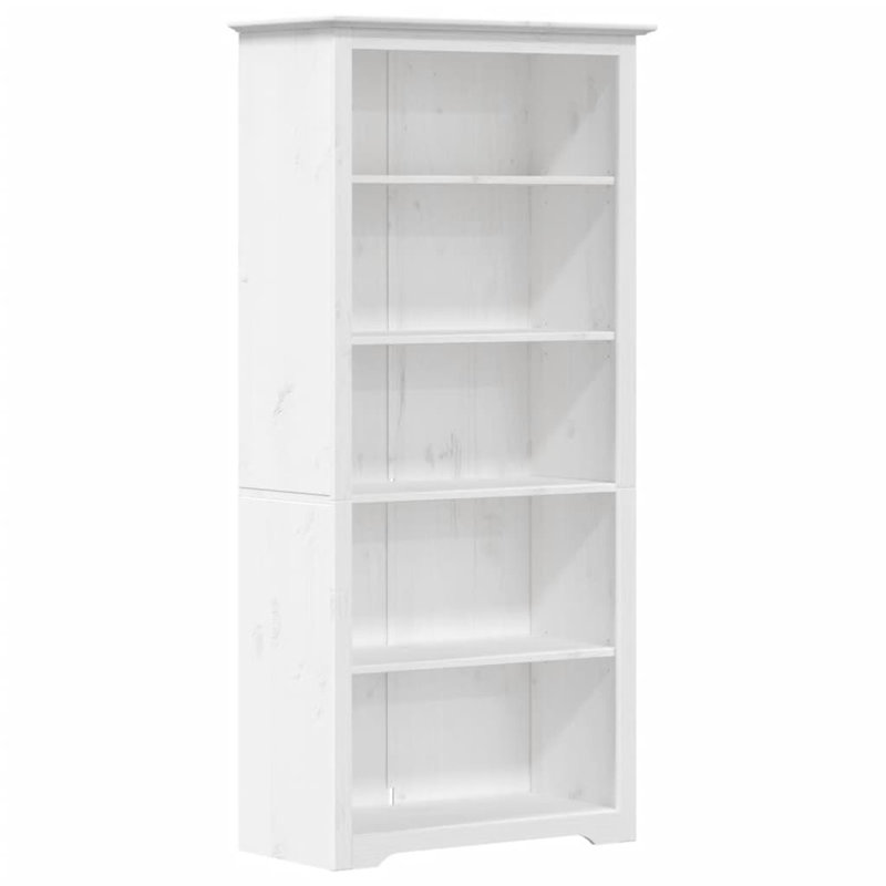 Bodo Bookcase "BODO" 82x40x173 cm Solid Wood Pine 5-Tier, White
