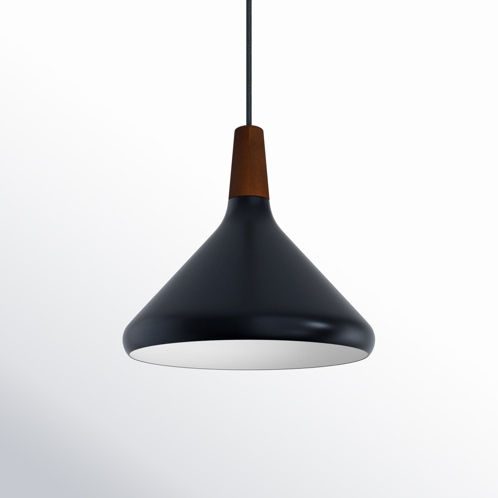 Drew 1 - Light Single Cone Pendant, Walnut/Black, 10.5" H x 7" W x 7" D