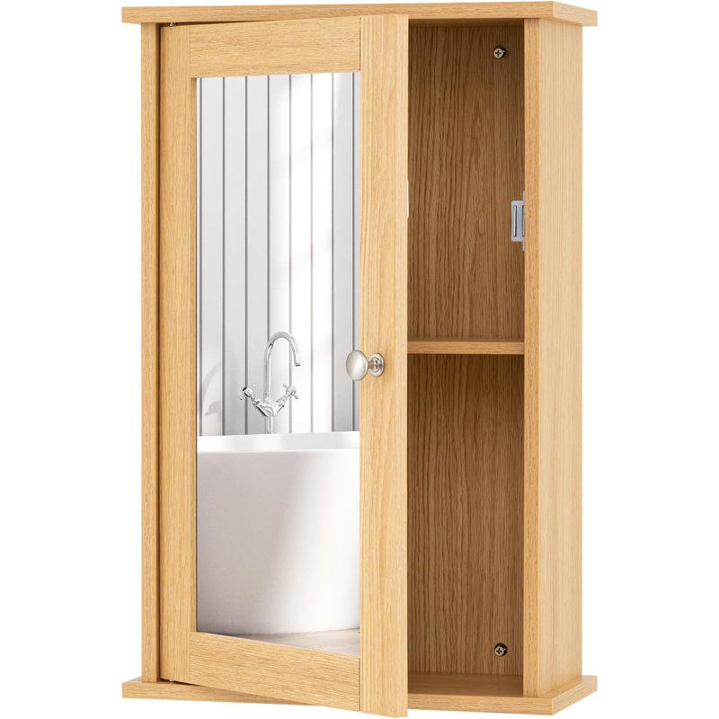 W H Medicine Cabinet Mirror, Natural