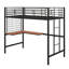 Lit mezzanine simple en métal avec bureau intégré et structure en grille métallique, y compris une échelle-114328199