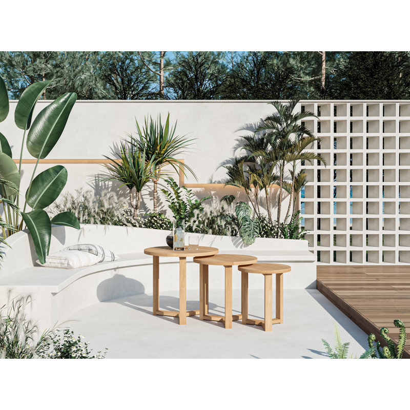 Grande table d'appoint gigogne en teck Estalee, H 21,75 po x P 23,5 po x l 23,5 po