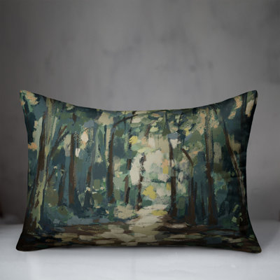 Blue And Green Abstract Indoor / Outdoor Pillow