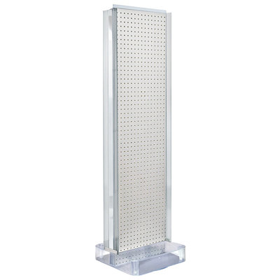 Two-Sided Pegboard Floor Display w/ C-Channel Sides On a Square Studio Base. Panel Size: 16"W x 60"H