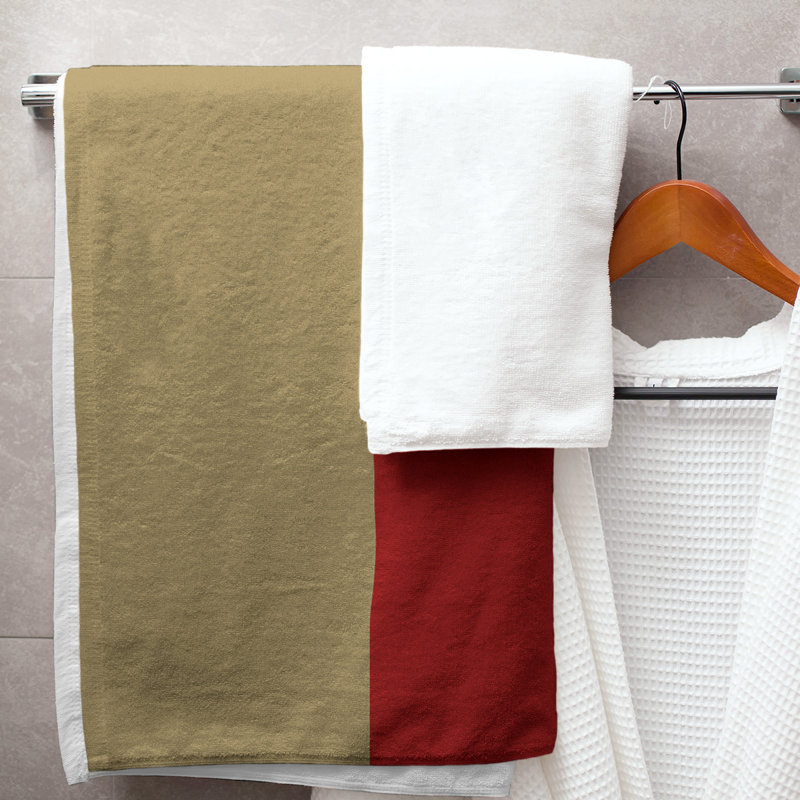 Microfiber Bath Towel, San Francisco Football Stripes Gold/Dark Red