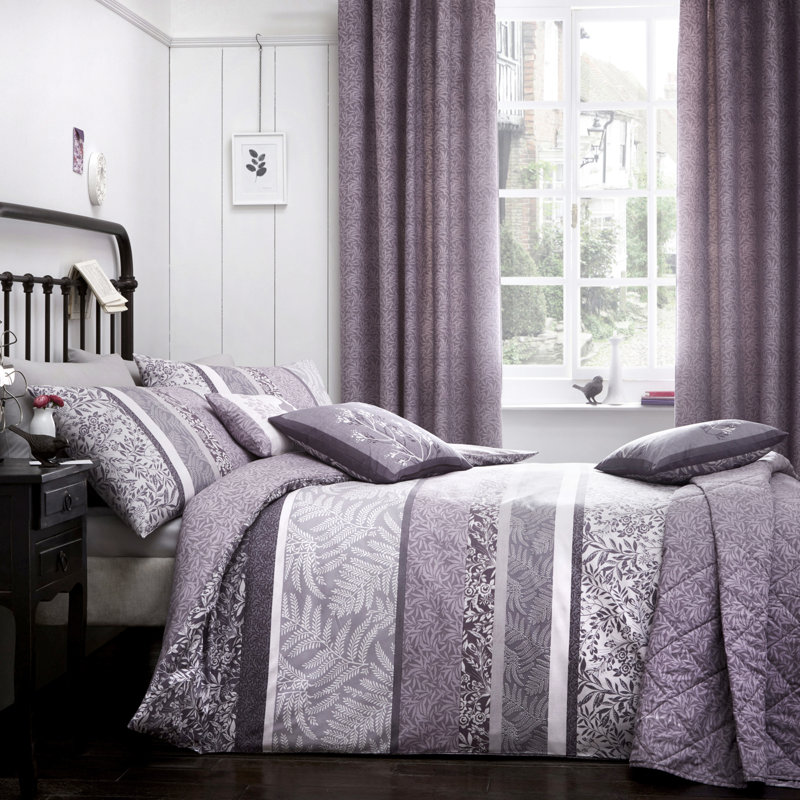 Hanworth Polyester Floral Duvet Cover Set with Pillowcases Included, Double - 2 Standard Pillowcases, Heather