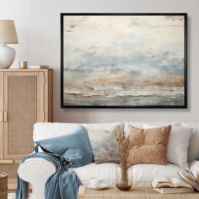 Beige Blue Ocean Storm - Abstract Shapes Canvas Print Wall Art