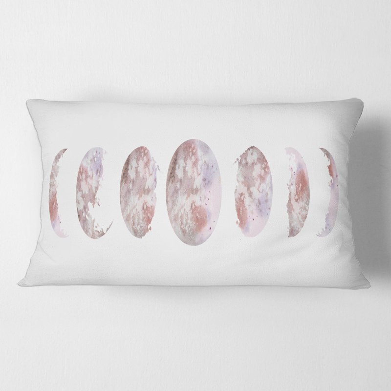 Rectangle,Moon Phases - Modern Printed Throw Pillow
