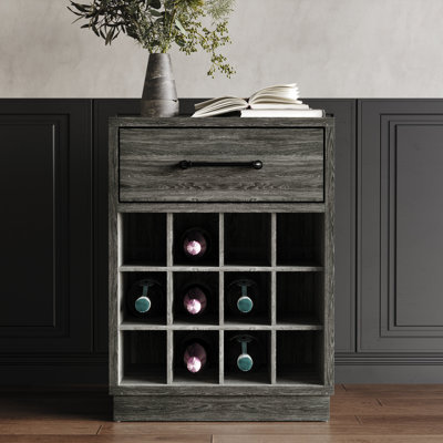 Armoire à tiroirs avec support à vin en gris foncé