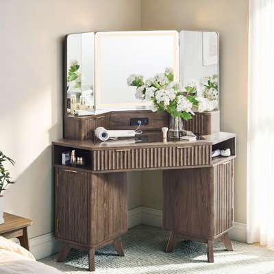 Meuble-lavabo de coin cannelé l 47,3 po