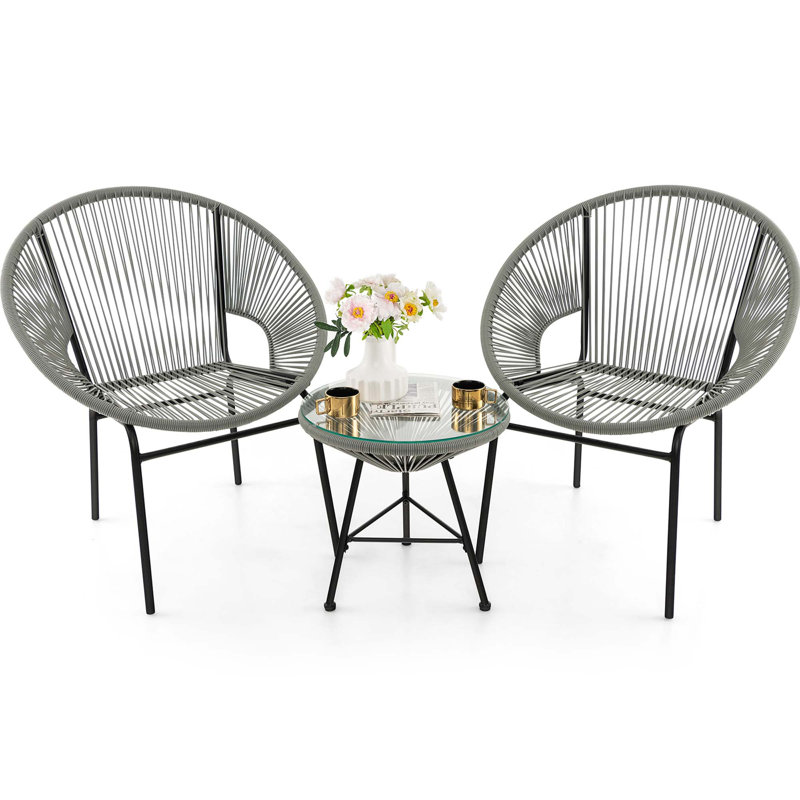 Ensemble de 3 chaises d'extérieur Bayou Breeze, Gris