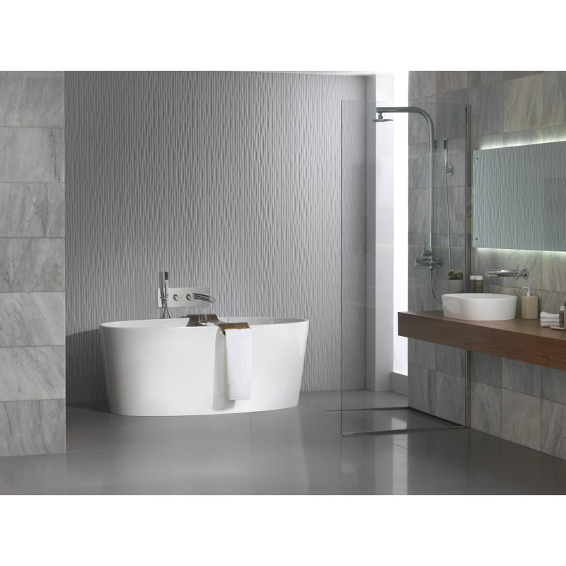 Ios 60" x 32" Freestanding Soaking Bathtub, Gloss White
