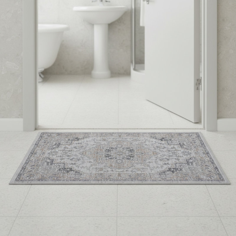 MARFI Collection Ivory / Beige Oriental Doormat Rug, Rectangle 2' x 3'