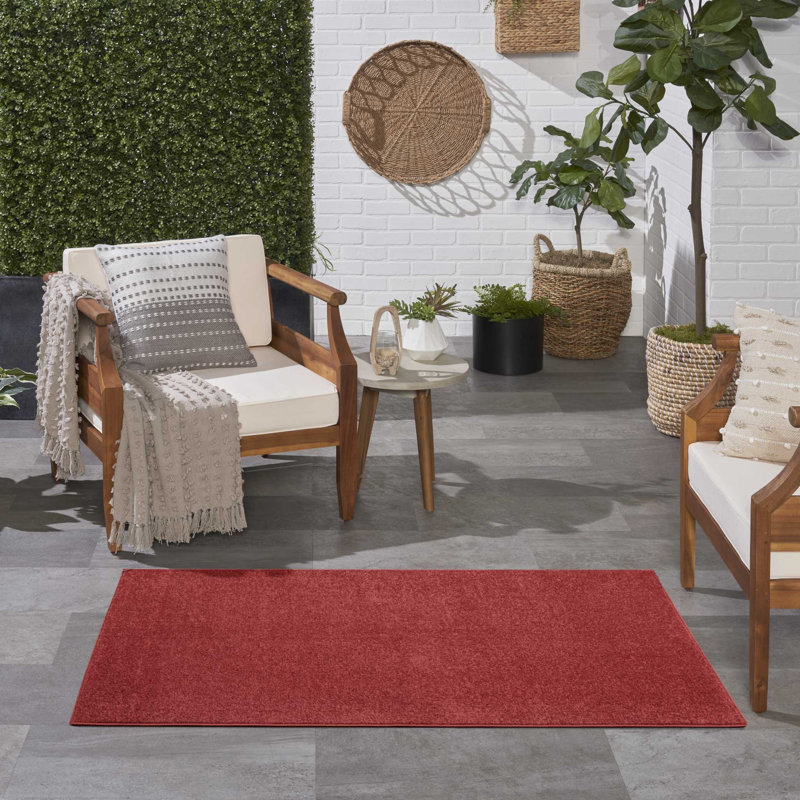 Tapis intérieur / extérieur rouge Mullican Sandy, Rectangulaire 3 pi x 5 pi